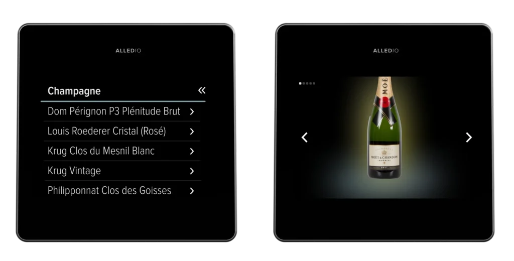 OEM-Touchpanel-Alledio-Champagner-Lieferung-Upselling-Kiosk