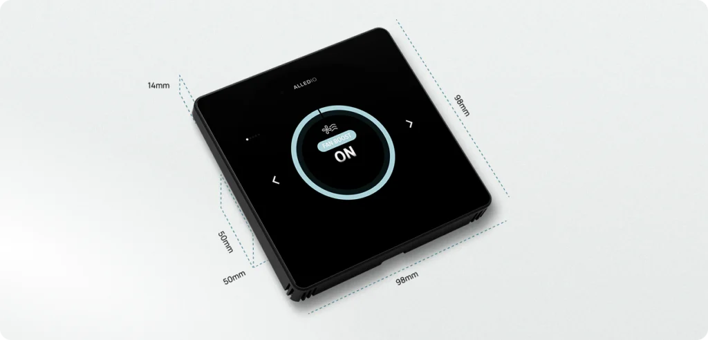 Dimenzije sobnega krmilnika Alledio OEM z Modbusom