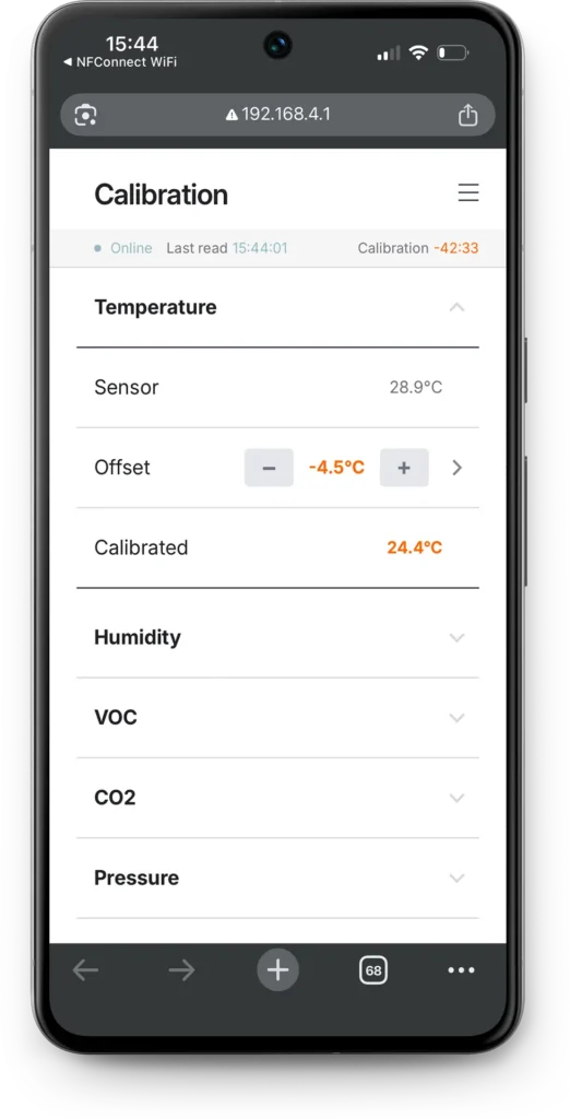 OEM Modbus sensor calibration offset